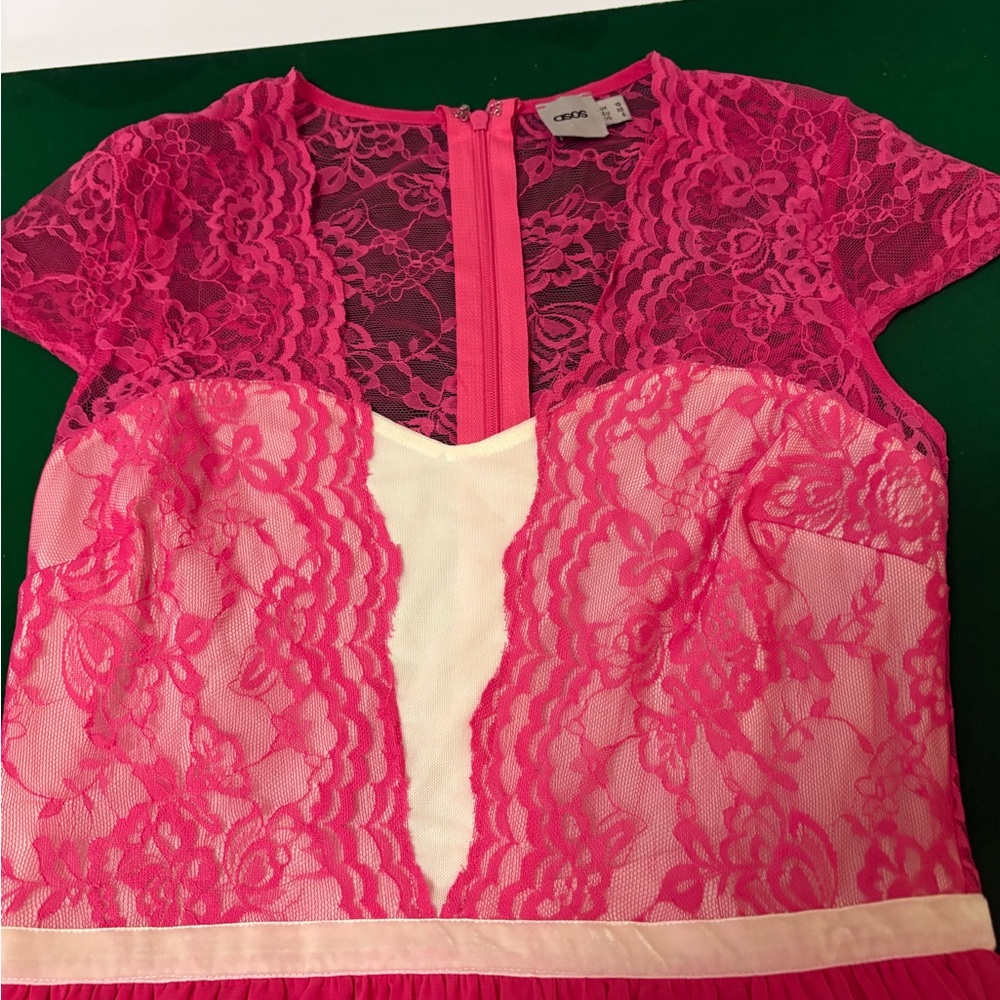 ASOS Hot Pink and White Lace Party Dress for Girls